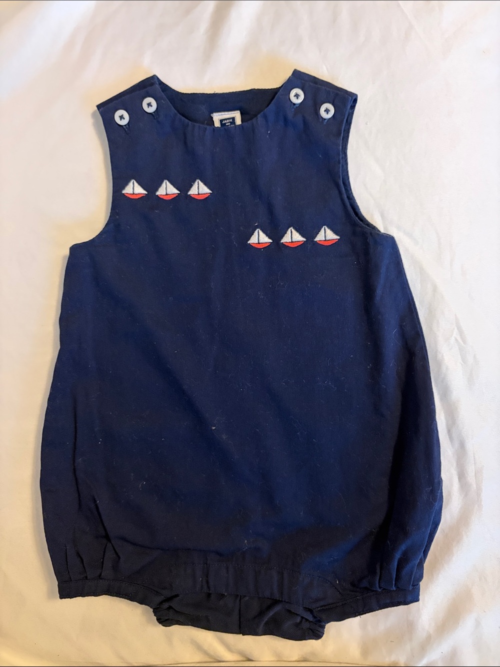 Janie and Jack Navy Blue Sailboat Bubble Romper